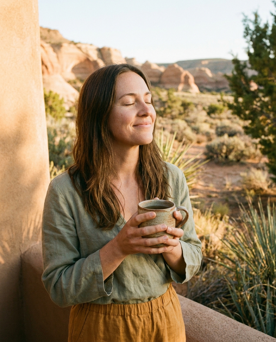 A calm moment with a warm cup of tea